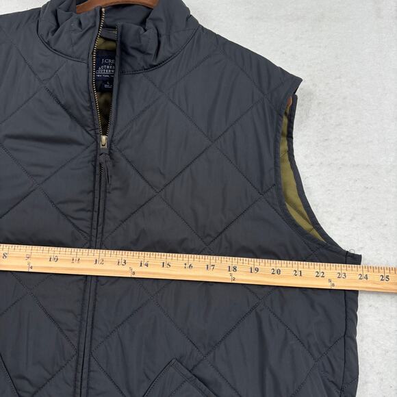 J. Crew Quilted Vest Mens Size L Black Full Zip Pockets Outerwear Outdoor Layer - Picture 7 of 10